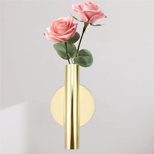 Jarrón de metal para pared con 6 macetas doradas modernas para decorar interiores del hogar 6