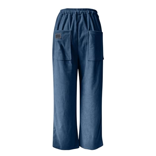 JiXiang Mens Corduroy Pants Baggy Wide Leg Casual Elastic Waist Harem Sweatpants Drawstring Loose Fit Casual Long Trousers3