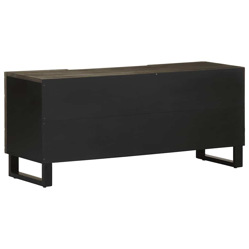 Hothingwell Mobile Porta TV Nero 105x33x46 cm in Legno Massello di Mango con Ripiani e Piedini in Metallo
