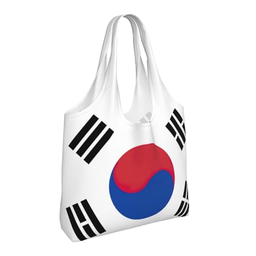 Flag of Republic of Korea Print Stylish and Spacious Single Shoulder Commuting Canvas Tote Bag for Work Travel2
