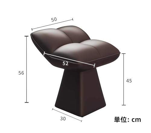 LicoSop シンプル おしゃれ モダン マッシュルーム デザイン レザー スツール 高さ45cm 人間工学 高密度 反発 スポンジ 座面 木製ベース 柔らかい クッション 座布団 ストレス解消 心地いい 腰楽 滑り止め 抗菌 防水 汚れ防止 洗いやすい 自宅 美容院 理容室 化粧室 レストラン メイクスツール マスターピース デザイナーズ 家具 椅子 (ブラック, 回転式)
