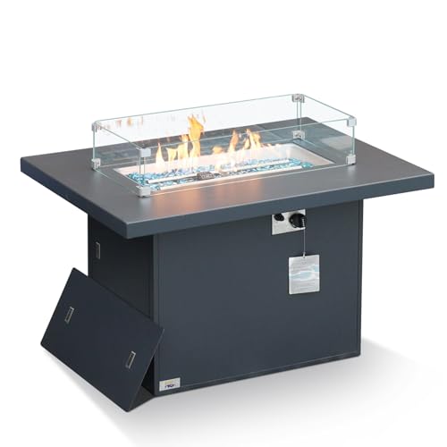 NICESOUL Modern Luxury Aluminum Outdoor Fire Pit Table, 43
