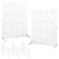 Novelfun 2 Stück Weiß Stecktafel Display Stände 17\ X 13\ Stecktafel Organizer, Tischplatte Präsentationsständer Metall Pegboard Display Stand für Schmuck, Schlüsselanhänger, Aufkleberc