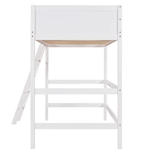 Softsea Twin High Loft Bed With Ladder, Wooden Loft Beds Twin Size For Kids Bedroom Furniture (White) #TOP5