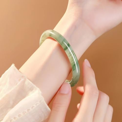 Gemstone Bracelet for Women Bangle - Natural Tian Shan Cui, Ice Green Round Design, Ideal for Wife's Birthday Gift3