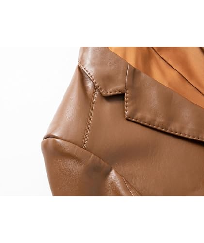 SEMATOMALA Men's Winter Leather Blazer Suit Jacket Notched Collar 2 Button Slim Moto Faux Leather Business Coat Outwear4