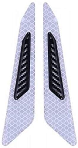 TRUE LINE Automotive Carbon Fiber Door Fender Guard Protector Warning Reflective Marker Trim Molding 2PC (Silver)