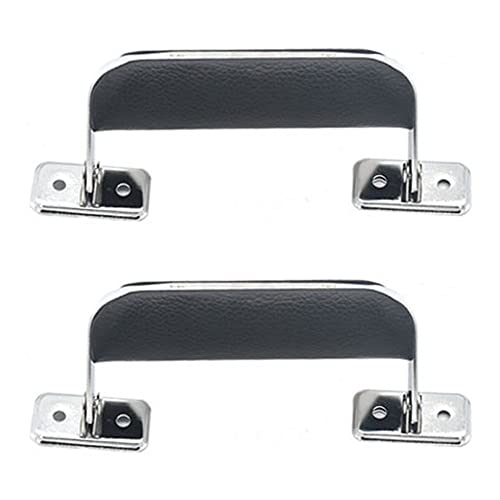 Image of Luggage Handle Vintage Style Replacement Strap Handle Suitcase Pull Handle for Trunk Handbag Briefcase 2pcs (Black Silver)