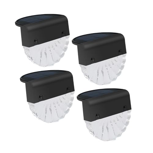 KONTONTY 4 Pcs Solar Fence Lights Outdoor LED Step Stair Lamps Solar Powered Abs Material Garden Safety Lighting Tool