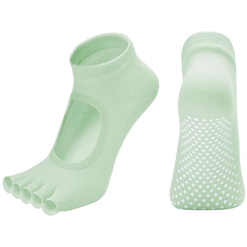 Image of 2 Pairs Toeless Yoga Socks Non-Slip Grips for Pilates Ballet Dance Barefoot Workout Cotton Open Toe Sports Socks