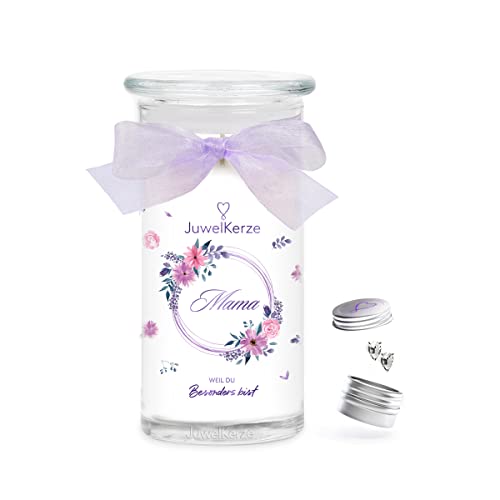 JuwelKerze Mama Ohrringe Silber - Schmuckkerze 80 Std - große Duftkerze...