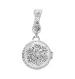 SARDA - .925 Sterling Silver 2" x 1" Frangipani Flower Hammered Chain Link Jawan Round Domed Locket