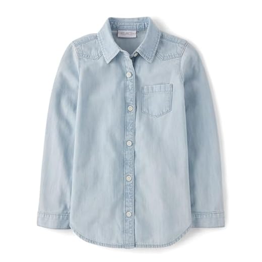 The Children's Place Girls' Long Sleeve Plaid Twill Tie Front Button Down Shirt, Tessa WASH, X-Large