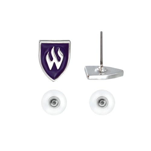 NCAA Weber State University Wildcats W Shield Post Earrings