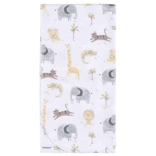 Image of Gerber Unisex Baby 100% Cotton Flannel Receiving Blankets 30x30 Inches (Pack of 4), Animals + Geos Neutral, One Size