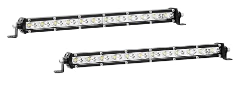 Image of Slim LED Light Bar for Truck, 12 Inch Single Row 12V 24V Off-Roading Driving Bar Lights Pickup ATV UTV Car Rack Bumper Marine Backup Auxiliary Fog Lights 2 Pack