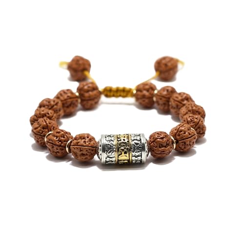 Handmade Adjustable Rudraksha Bracelet 5 Mukhi Rudraksha Mala bead（12mm）- Ideal for Meditation, Yoga, and Chanting | Perfect Gift Pack