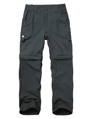 Kids' Cargo Pants, Boys Convertible Hiking Pants, Boy Zip Off Outdoor Casual Pants Quick Dry Climbing Trousers for Youth (US, Alpha, Medium, Regular, Iron Grey)