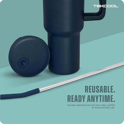 Image of Tumbler with lid and Straw 1200ML Cup Stainless Steel Hot and Cold with Handle and Lid 2 Straw Vacuum Insulated Tumbler for Water, Iced Tea or Coffee Office Gym Travelling