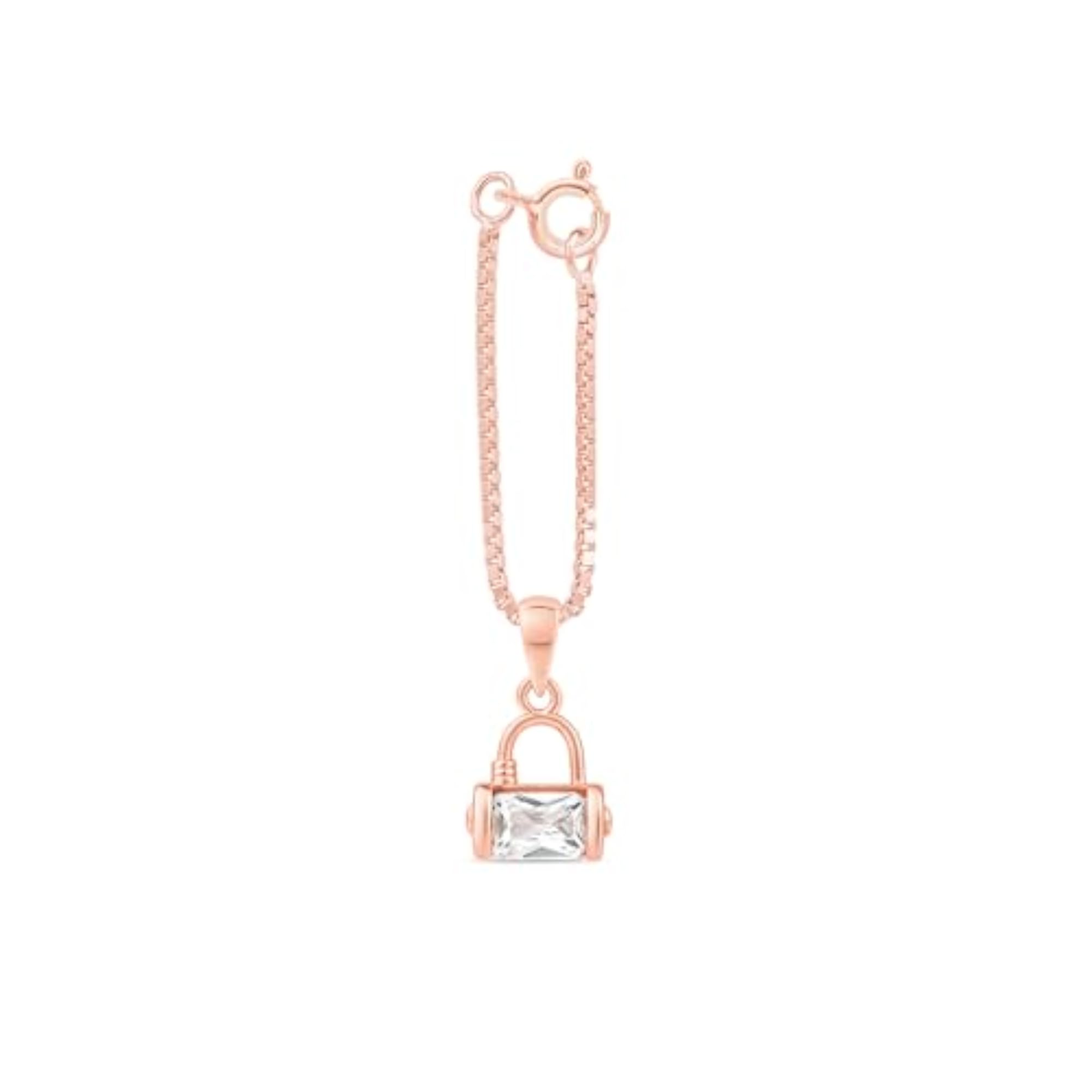 Women's Pure 925 Silver Crystal Lock Charm, Elegant Design