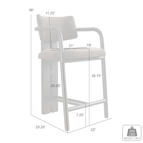 Armen Living Aaliyah Butaco Tapizado de Madera Maciza Espresso con Asiento Marrón Brindle - Altura Mostrador 26" - Set de 3 miniatura 2