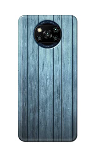 Image of Printed Hard Back Cover Case for Mi Poco X3 | Poco X3 Pro | Poco X3 NFC Back Cover (Wooden Blue) -1302