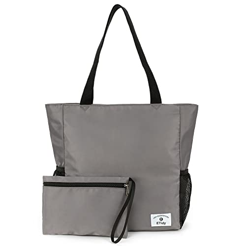 Image of ETidy Large Capacity Foldable Tote Bag With Zipper Waterproof Sandproof Women Beach Bag Handbag Gym Bag Travel Shopping Bag