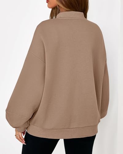 KIRUNDO Oversized Sweatshirt for Women Zip Up Bomber Jacket(Khaki, XL) - image 2