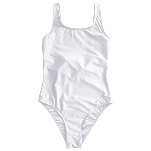 Genérico Bañador Reductor Alta Traje de Baño Mujer Traje de Baño Sexy Sin Espalda Color Sólido Playa Sexy Aguas Bañador Rojo Mujer (White,M)