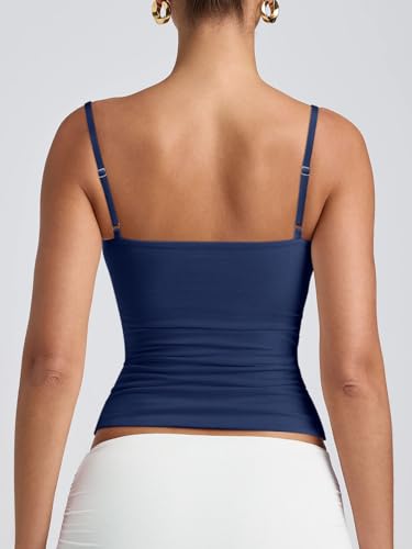 Image of PINKMSTYLE Women's Basic Double Lined Scoop Neck Tank Tops Adjustable Cami Tank Summer Sleeveless Tops
