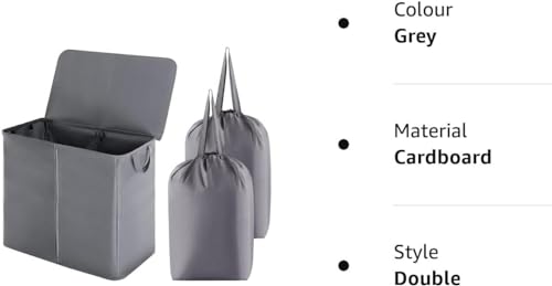Lifewit 105L Double Laundry Hamper with Lid and Removable Laundry Bags, Divided Basket with Handles, Large Separated Clothes Basket for Bedroom, Bathroom, College Dorm, Laundry Sorting, Grey - Cosy Home Interiors Lifewit 105L Double Laundry Hamper with Lid and Removable Laundry Bags, Divided Basket with Handles, Large Separated Clothes Basket for Bedroom, Bathroom, College Dorm, Laundry Sorting, Grey - Image 8