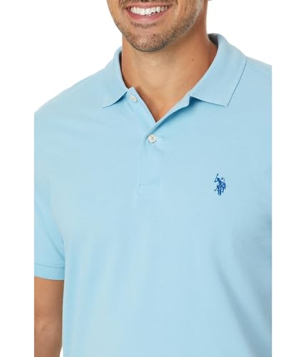 Image of U.S. POLO ASSN. Men Cotton Regular Fit Solid Polo With Small Pony | Two-Button Closure Pique Polo Shirt, Summer Fashion Golf Shirt