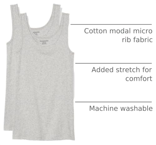 Image of Amazon Essentials Women's Slim-Fit Ribbed Scoop Neck Tank Tops, Pack of 2