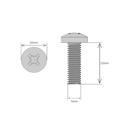 M5 (5mm x 12mm) Pozi Pan Head Machine Screws - A2 Grade Stainless Steel (Pack of 20)