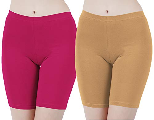 Image of Buy That Trendz Cotton Lycra Tight Fit Stretchable Cycling Shorts Womens | Shorties for Active wear /Exercise /Workout /Yoga /Gym /Cycle /Running Red Grey Combo Pack of 2