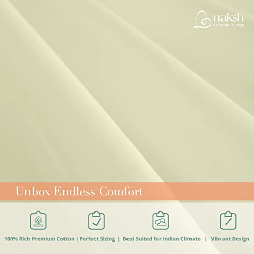 Image of Naksh 100% Cotton 210 TC Plain Elastic Fitted Bedsheets Super King Size 78 x 72 Inches, Ivory | 1 Elastic Bedsheet King Size Cotton & 2 Pillow Covers |Super King Size Bedsheet
