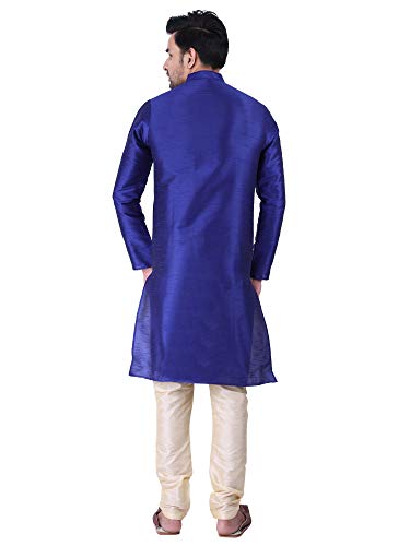 Image of HUZUR Men's Silk Solid Straight Long Kurta Pyjama Set| Ethnic Wear