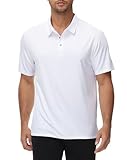 Picture of MIER Men's Golf Polo Shirts Dry Fit Performance Short Sleeve Moisture Wicking Casual Tennis Athletic Collared Shirt, White, L