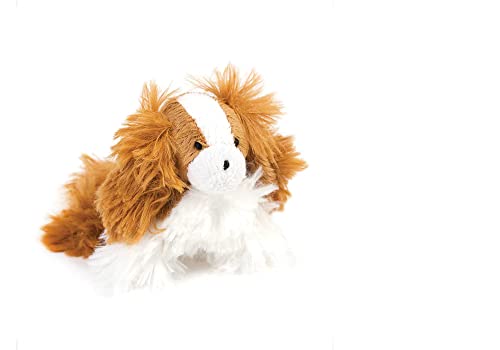 Oscar Newman Cavalier King Charles Pipsqueak Toy, 5-inch Length, White and Brown