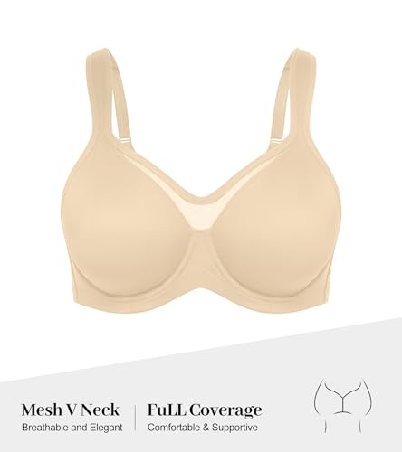 Image of Minimizer Bras for Women Full Coverage Womens T-Shirt Unlined Bra with Underwire for Heavy Breast