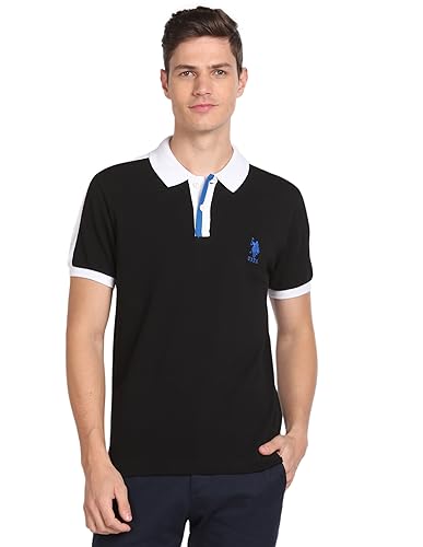 Image of U.S. POLO ASSN. Solid Slim Fit Polo T Shirts for Men - 100% Cotton, Half Sleeve Mens Tshirt