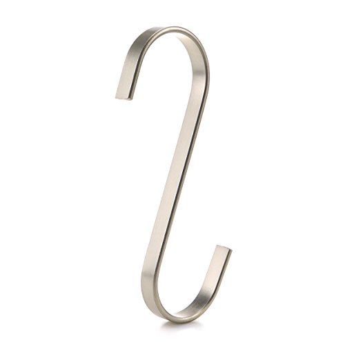 Ruiling 12-Pack 4.5 Inch S Flat Hooks Pearl Nickel Satin Chrome Finish Steel Hanging Flat Hooks - S Shaped Hook Heavy-Duty S Hooks, For Utensils,Plants,Towels,Gardening Tools,Clothes #TOP8