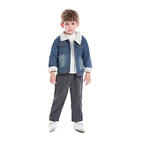 Baby Denim Jacket Thick Warm Fleece Lined Jean Outwear Boys Girls Tie Dye Winter Coat2