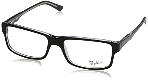 Ray-Ban RX5245 Square Eyeglass Frames, Black On Transparent/Demo Lens, 54 mm