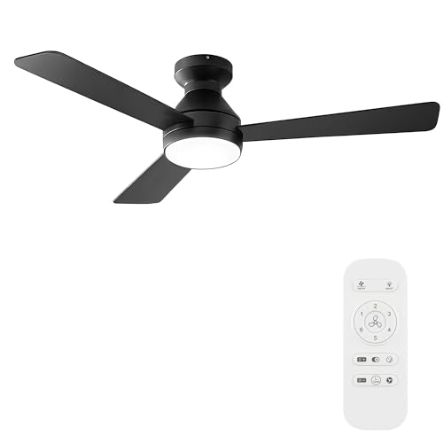 RDHFATL Ceiling Fan with Light, 42 Inch Flush Mount, Remote, 3CCT, 6 Speed