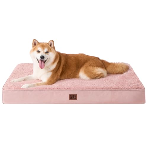 EHEYCIGA Cuccia Cane Interno Taglia Grande L, (91L x 69W cm) Ortopedica Cuscino per Cani, Cuscino Cane Sfoderabile e Lavabile, Ortopedico Lettino per Cani, Orthopedic Dog Bed, Rosa