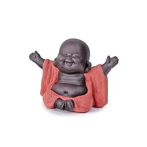 Purple Clay Buddha Tea Pet, Cute Traditional Chinese Gong Fu Cha Ceremony Small Tabletop Tray Accessory, 3.25 Inches