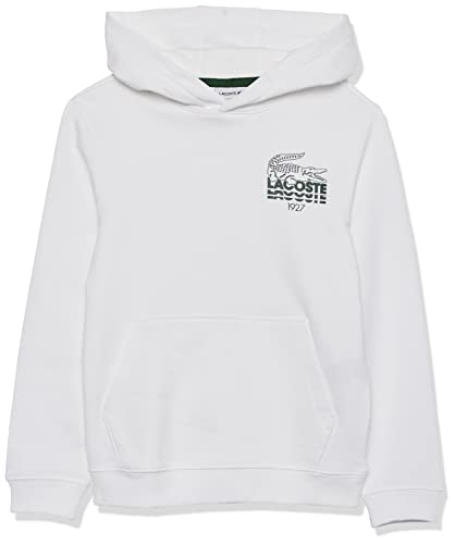 Lacoste Boys' Kids Long Sleeve Multi-Logo Hooded Sweatshirt, White, 8Yr #TOP7