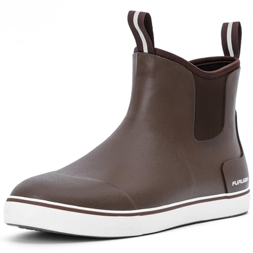 Image of Furuian Men's Deck Boots Waterproof Ankle Rain Boots Fishing Boots