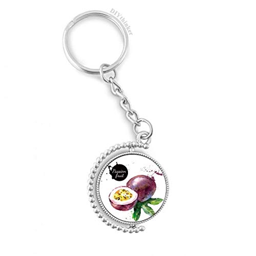 Porte-clés fruit de la passion aquarelle rotatif, le petit cadeau idéal et coloré